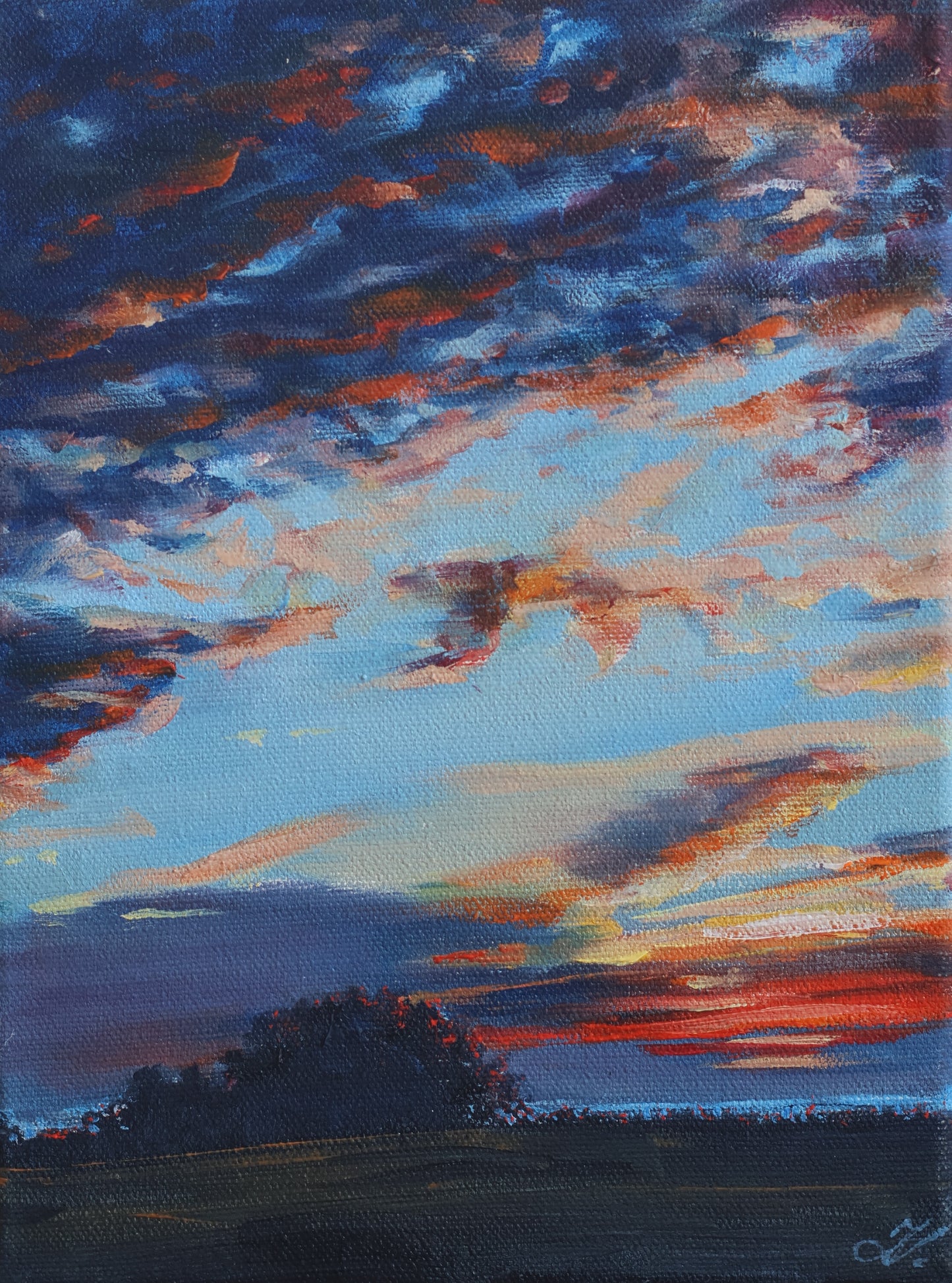 Zita Vevere small painting of a sunset in Jurkalne, Latvia